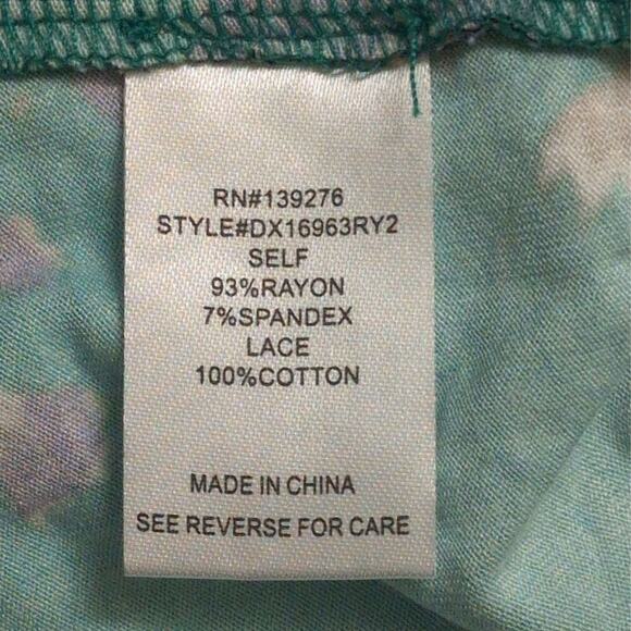 NWT Daniel Rainn Green Floral Sleeveless V Neck Crochet Lace Tunic Blouse 1X - Picture 8 of 11